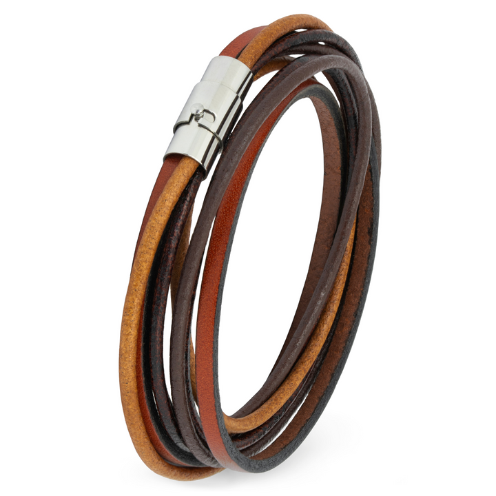 Leather bracelet / wrap bracelet with magnetic clasp (red brown / brown)