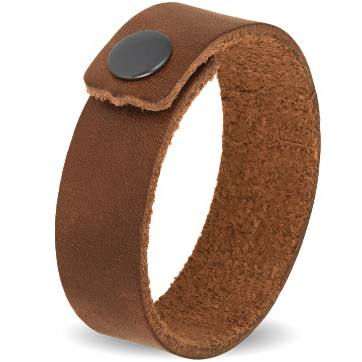 Breites glattes Armband aus hellbraunem Leder mit Druckverschluss #color_hellbraun