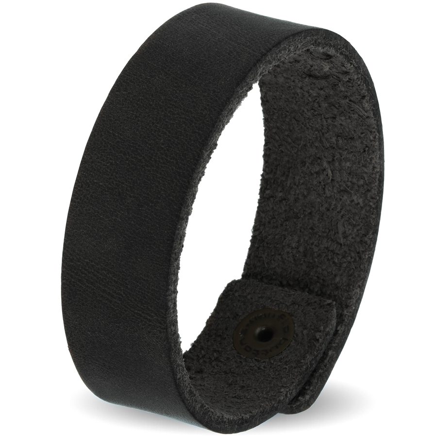 Breites glattes Armband aus schwarzem Leder mit Druckverschluss #color_schwarz