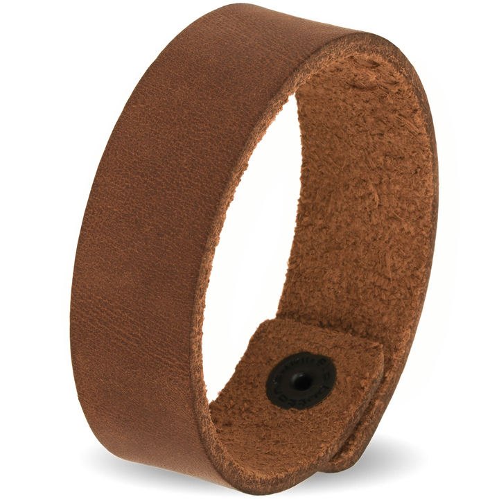 Breites glattes Armband aus hellbraunem Leder mit Druckverschluss #color_hellbraun