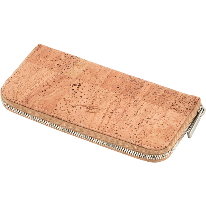 Large ladies cork wallet with metal zipper