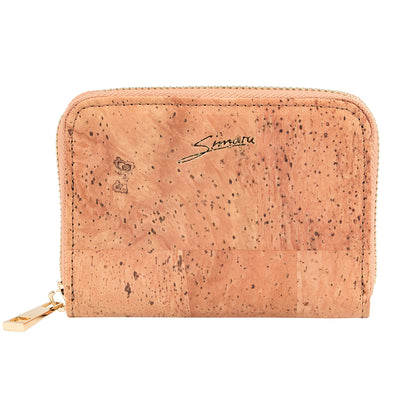 Mini ladies cork wallet with zipper & outside pocket