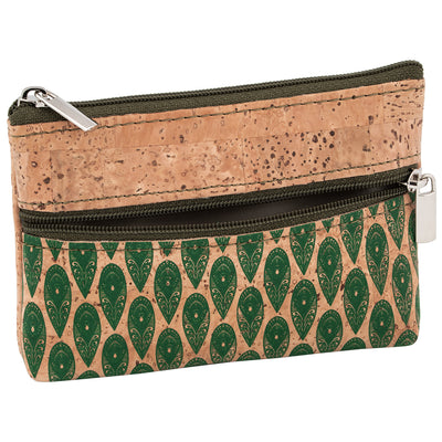Cork Coin Purse with 2 Zippered Pouches