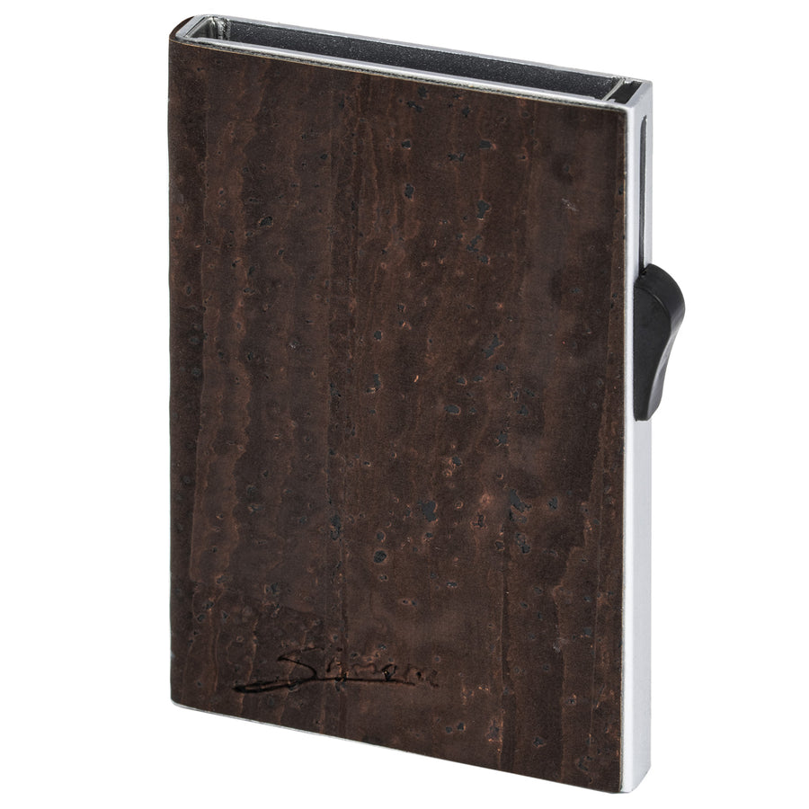 Hard case Cardholder mit Druckknopf und dunklem Kork Cover #color_braun