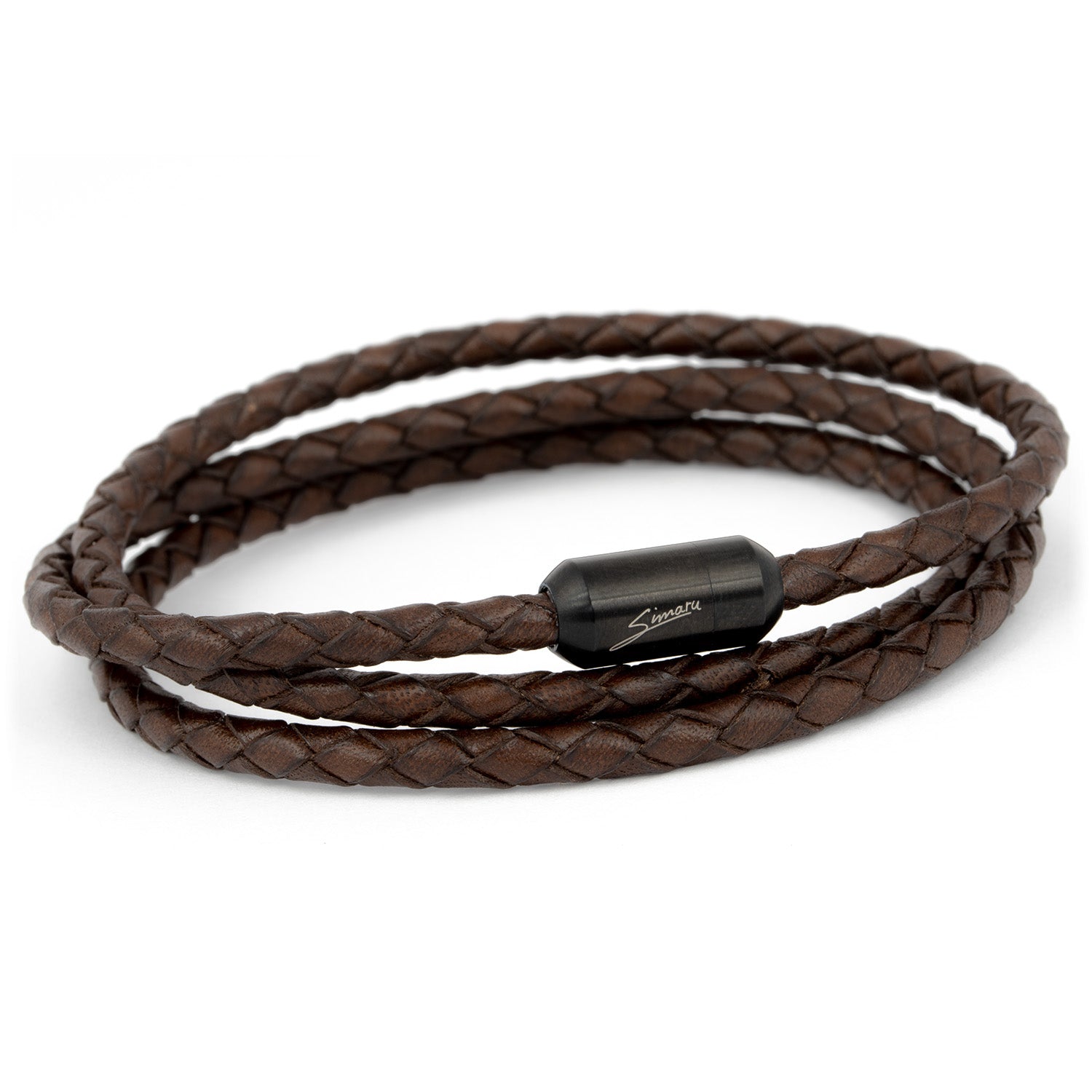 Lederarmband Für Herren Mit Kreuz-Perle & Magnetverschluss – Naturgefärbt, 20 Cm, Stylisches Wickelarmband