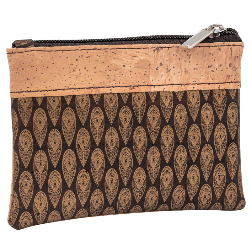 Compact Cork Coin Purse with 2 Zippered Pouches