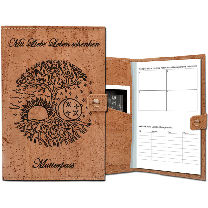 Mother passport cover with 2 compartments and snap button