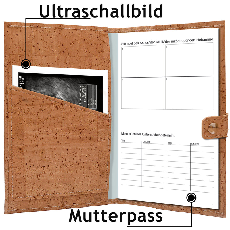 Mother passport cover with 2 compartments and snap button