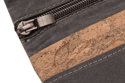 Premium cork leather tobacco bag with zipper closure